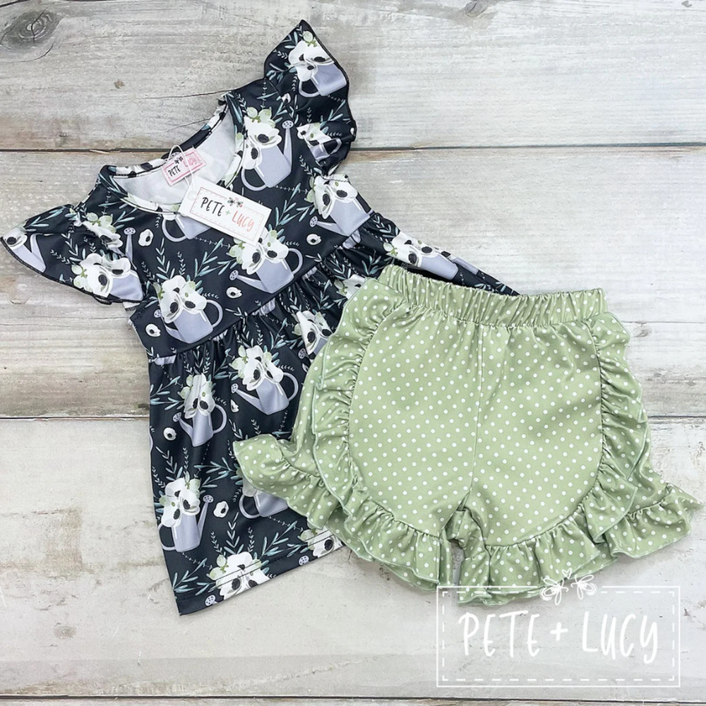 PETE + LUCY Garden Girl 2 Piece Summer Ruffle Short Set 6/6X NEW